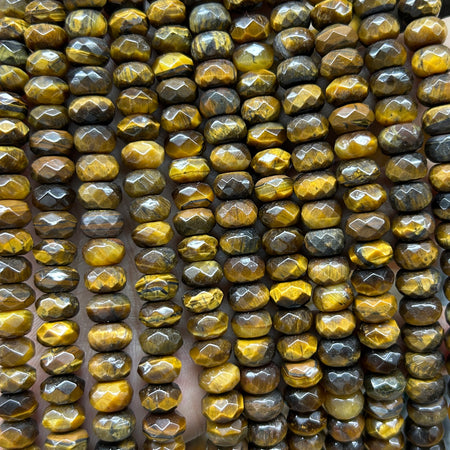 Perles rondelles en œil de tigre jaune, pierres précieuses naturelles, 4 x 6 mm, 5 x 8 mm, 38 cm