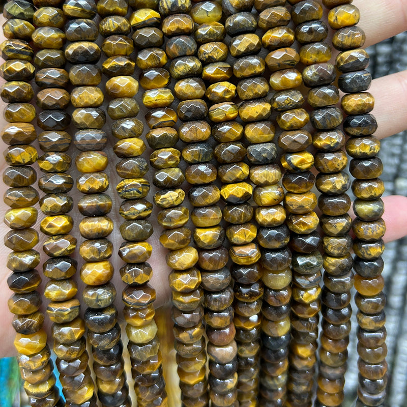 Yellow Tiger Eye Rondelle Faceted Beads 15''