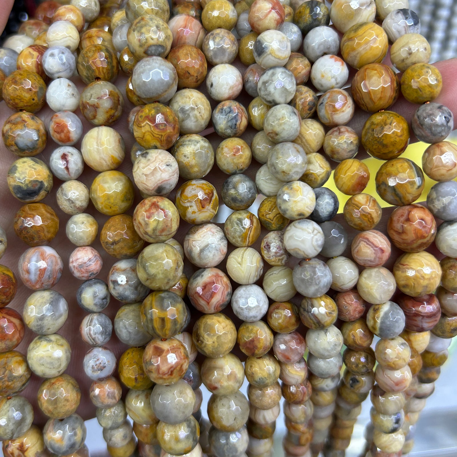 Crazy Agate Faceted Beads 6mm 8mm 10mm 15''