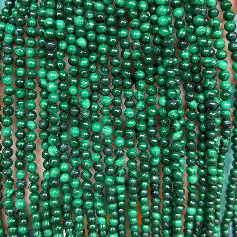 Perles à facettes en malachite véritable 2 mm 3 mm 4 mm 15''