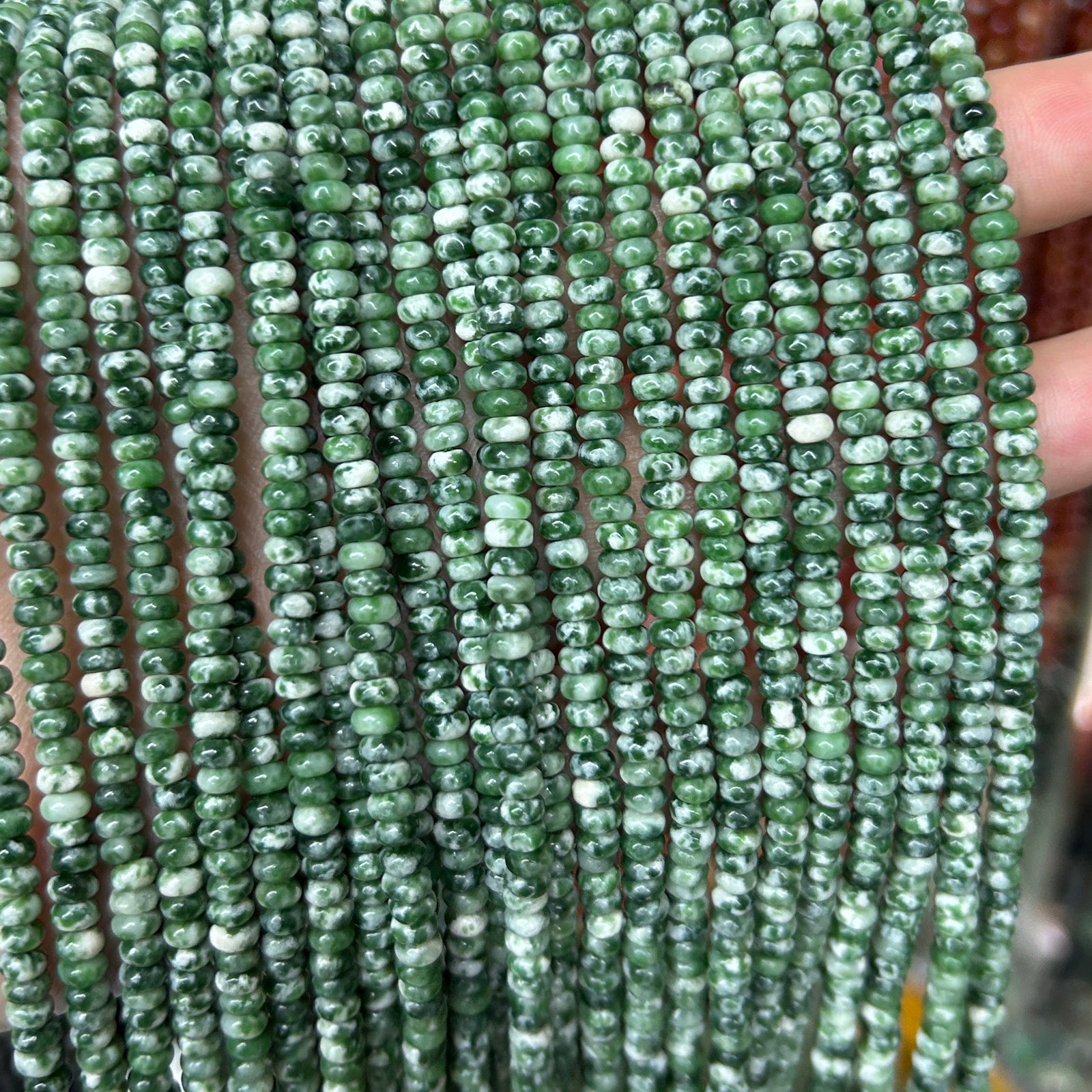 Green Spot Jasper Rondelle Beads 15''