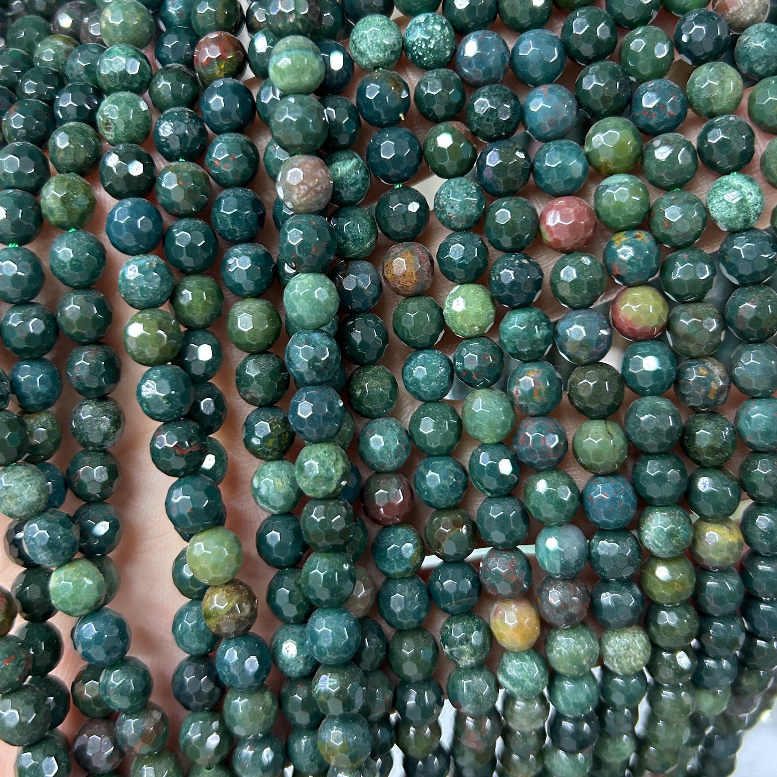 Perles de pierre de sang 4 mm 6 mm 8 mm 10 mm 12 mm 15''