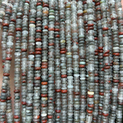 African Bloodstone Rondelle Beads 15''