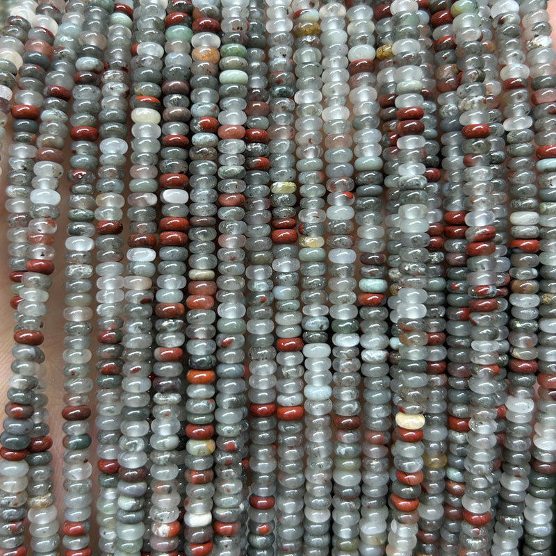 Perles rondelles en rhodonite noire 4x6mm 5x8mm