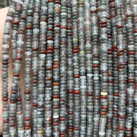 African Bloodstone Rondelle Beads 15''