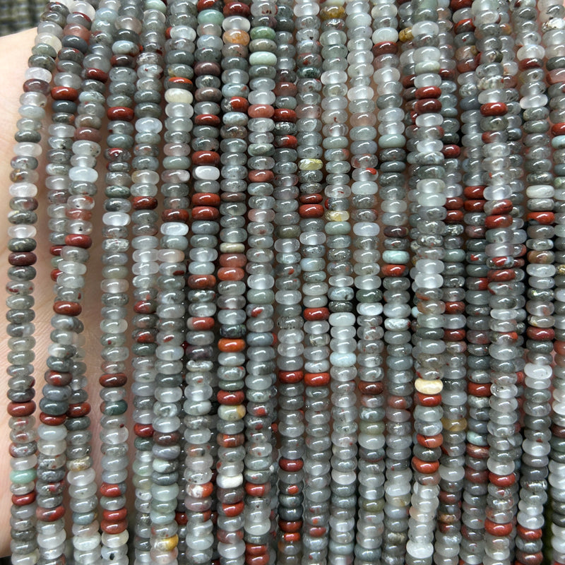 Perles rondelles en rhodonite noire 4x6mm 5x8mm