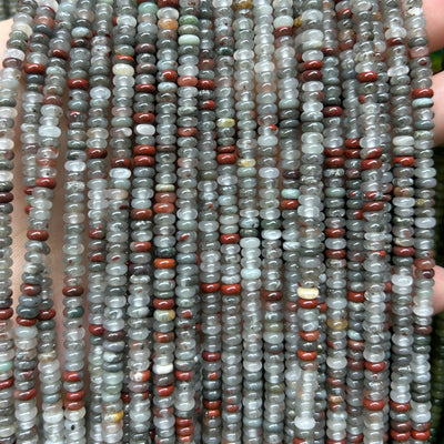 African Bloodstone Rondelle Beads 15''