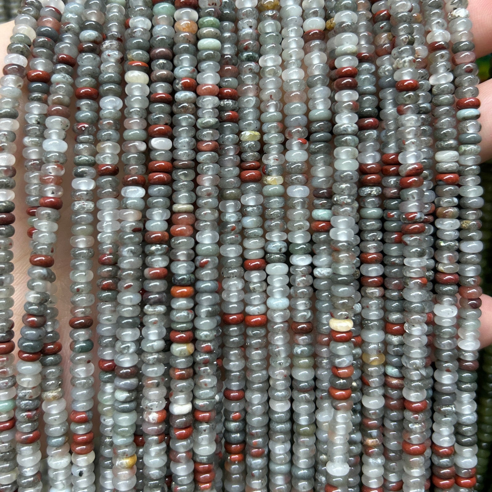 African Bloodstone Rondelle Beads 15''