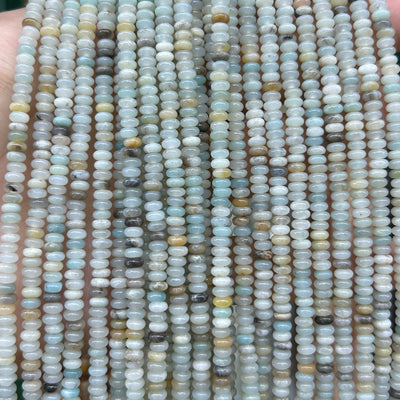 Perles rondelles en rhodonite noire 4x6mm 5x8mm