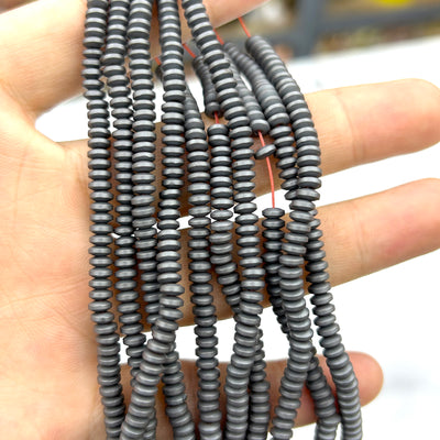 Hematite Matte Rondelle Beads 2x4mm 3x6mm 3x8mm 15''