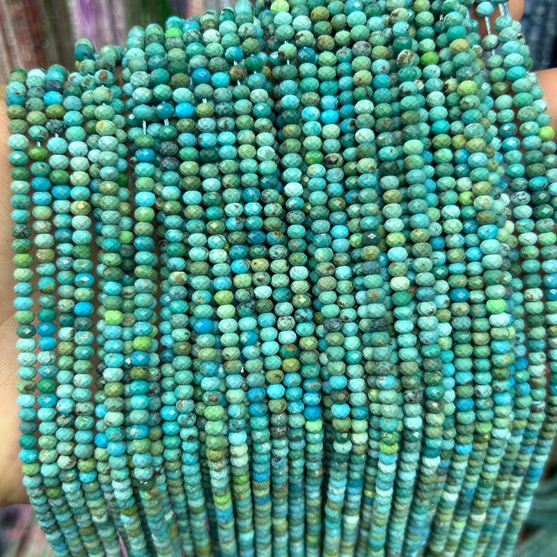 Genuine Turquoise Rondelle Faceted Beads 15''