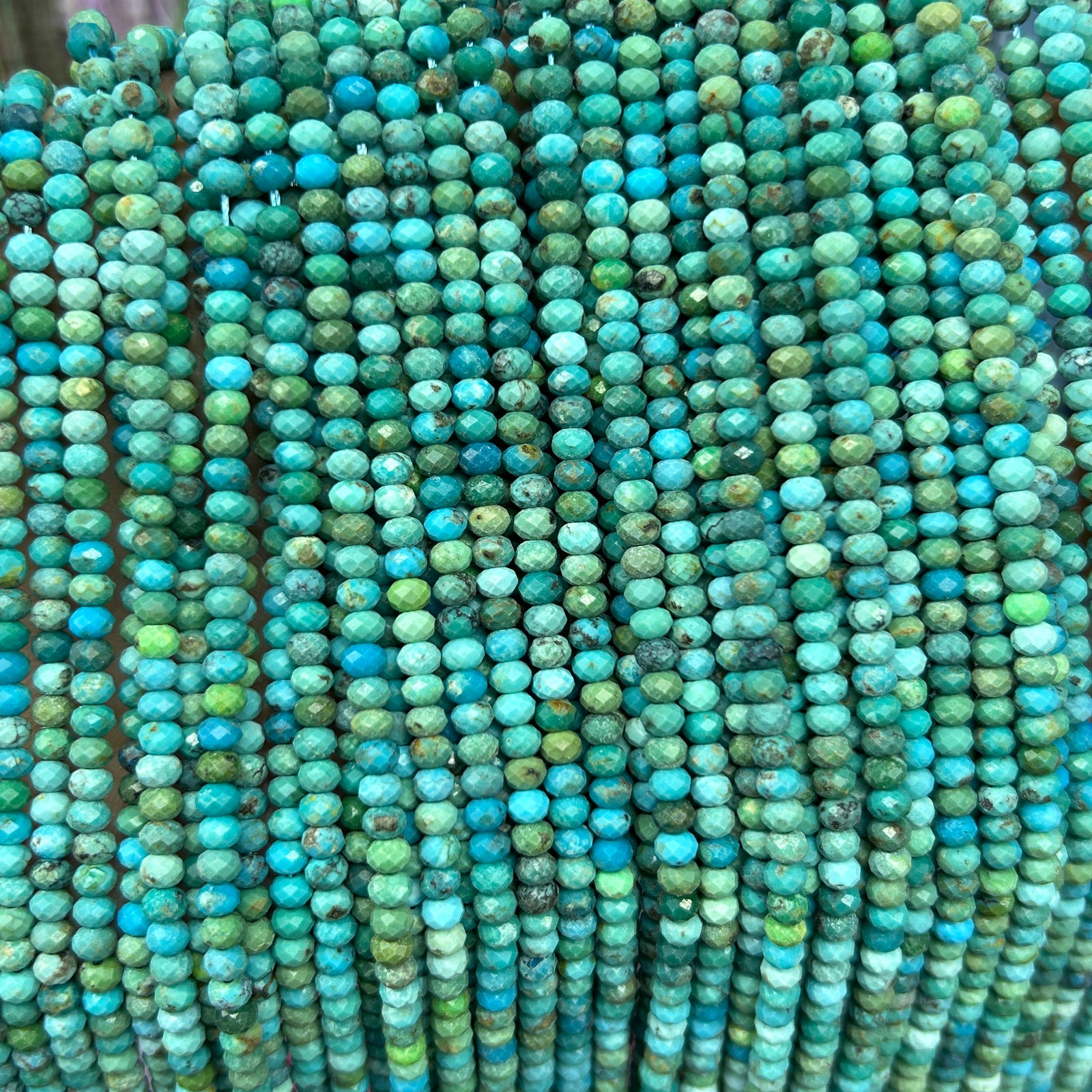 Genuine Turquoise Rondelle Faceted Beads 15''