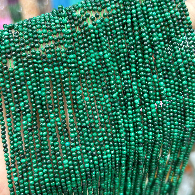 Perles à facettes en malachite véritable 2 mm 3 mm 4 mm 15''