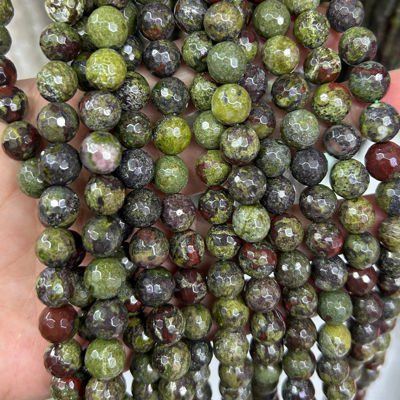 Dragon Bloodstone Faceted Beads 15''