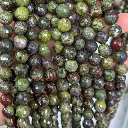 Dragon Bloodstone Faceted Beads 15''