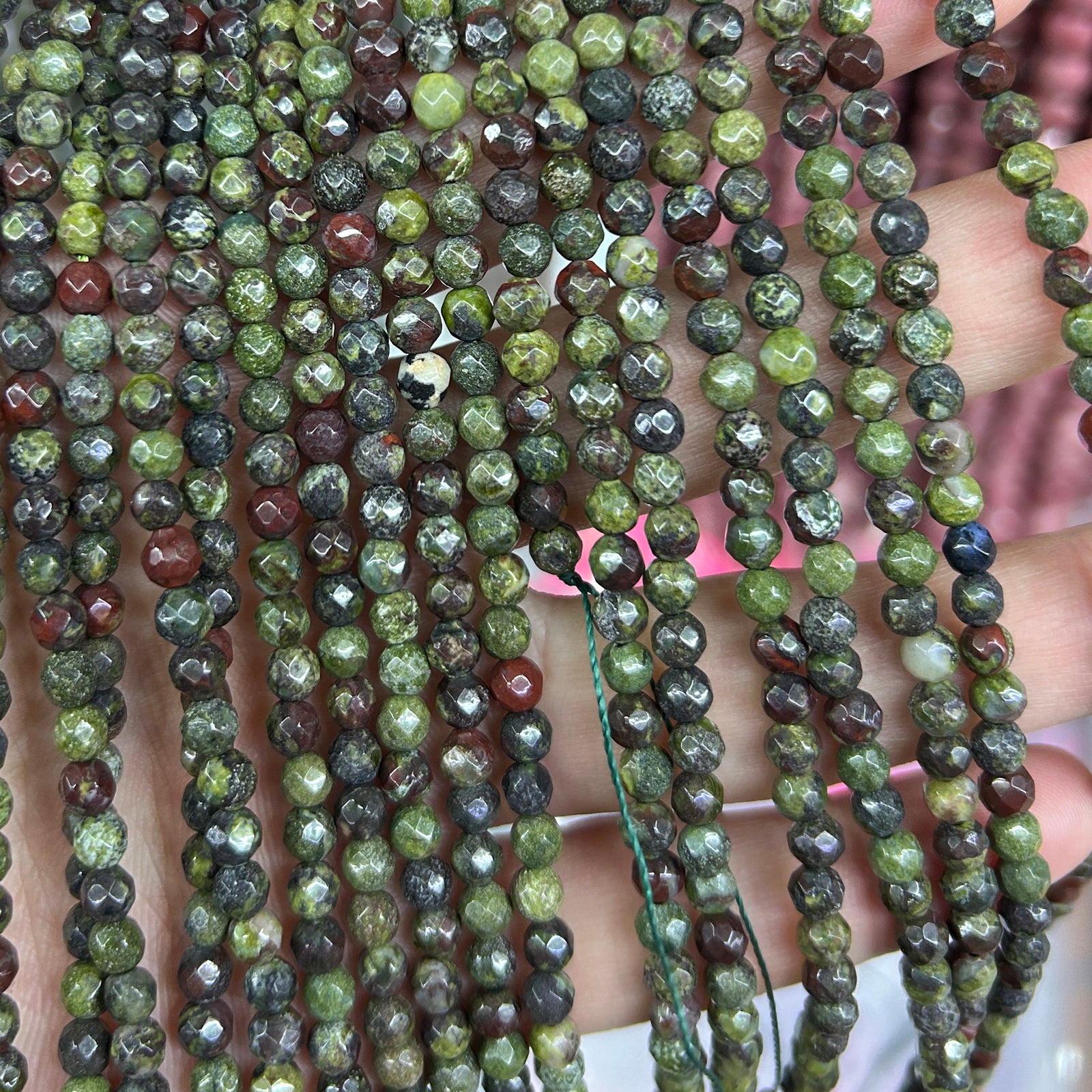 Dragon Bloodstone Faceted Beads 15''