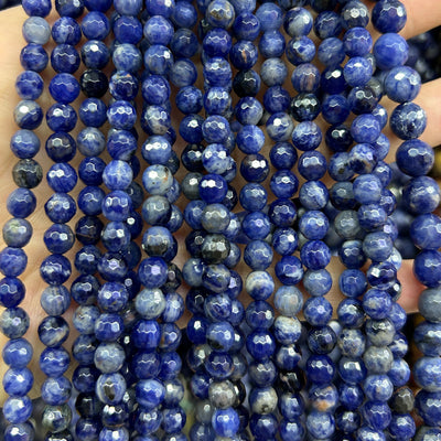 Sodalite Faceted Beads 6mm 8mm 10mm 15''