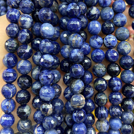 Sodalite Faceted Beads 6mm 8mm 10mm 15''