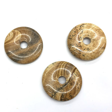 Billed Jaspis Donut Perler 30mm 35mm 40mm 1 stk