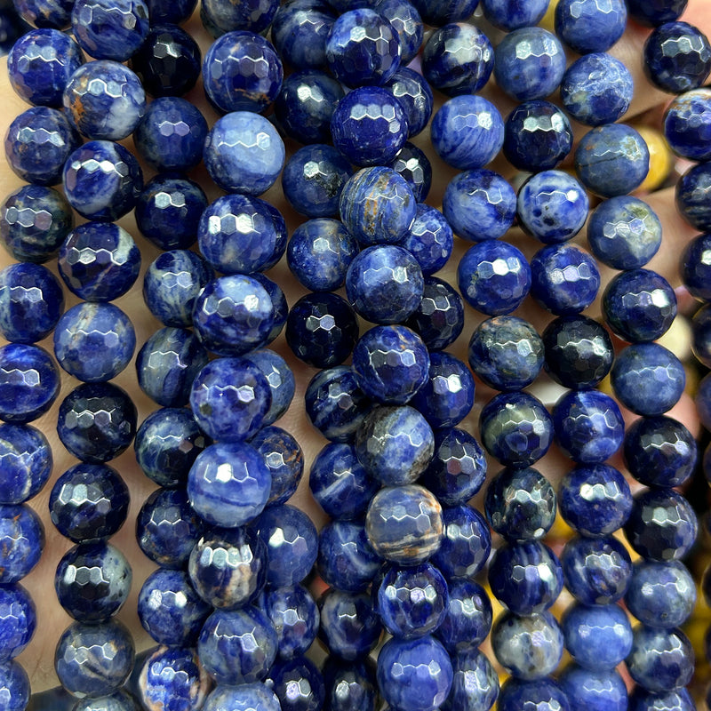Sodalite Faceted Beads 6mm 8mm 10mm 15''
