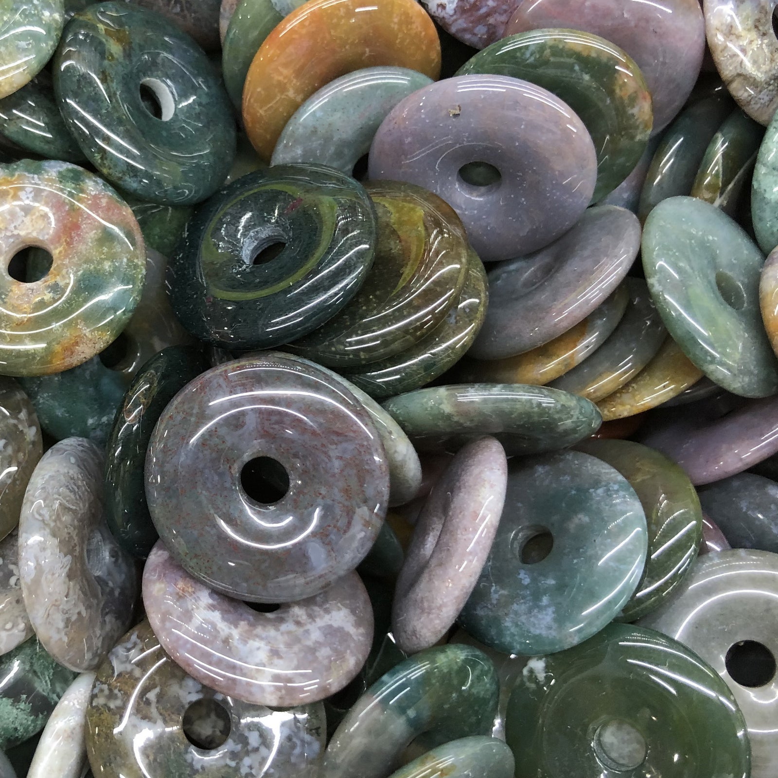 Indian Agate Donut Beads 30mm 40mm 50mm 1pc