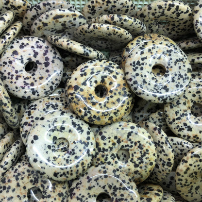 Dalmation Jasper Donut Pendant 30mm 40mm 50mm 1pc