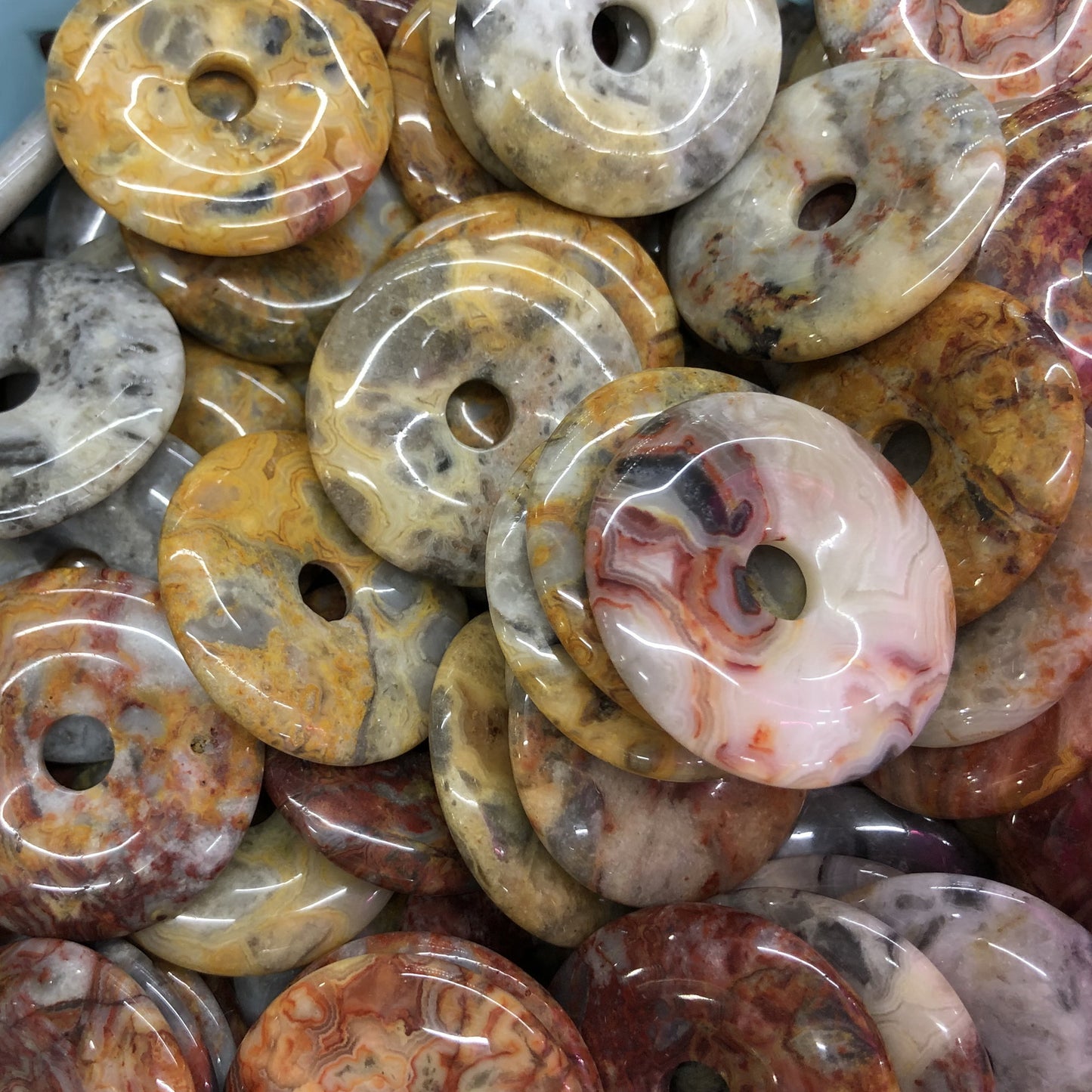 Crazy Agate Donut Pendant 30mm 40mm 50mm 1pc
