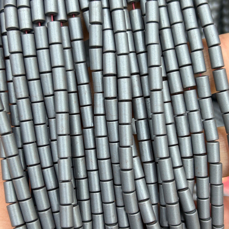 Hematite Matte Tube Beads 15''