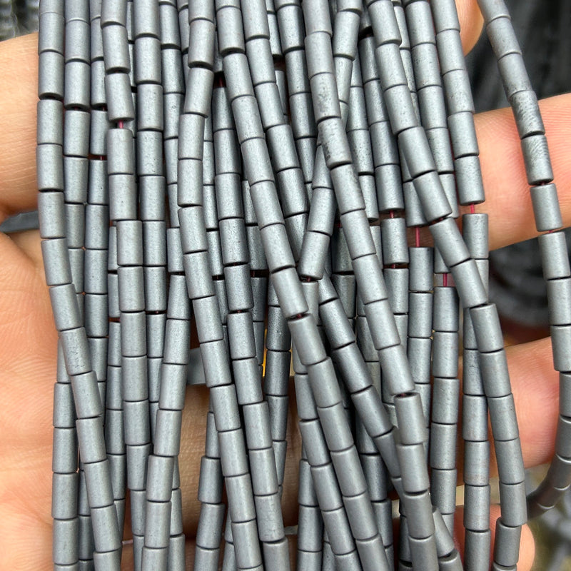 Hematite Matte Tube Beads 15''