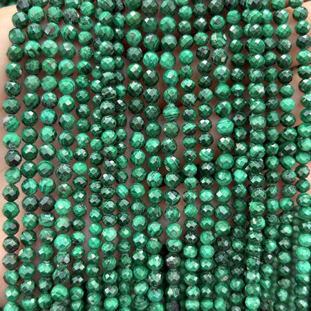 Perles à facettes en malachite véritable 2 mm 3 mm 4 mm 15''