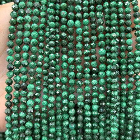 Perles à facettes en malachite véritable 2 mm 3 mm 4 mm 15''