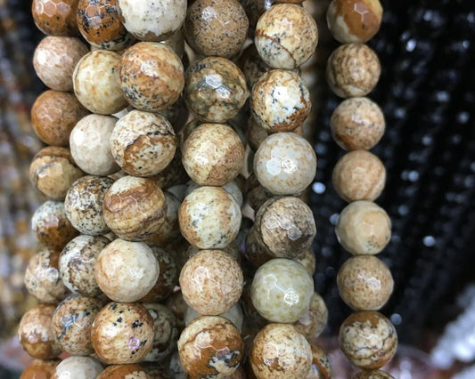Picture Jasper Faceted Beads 6mm 8mm 10mm 15''