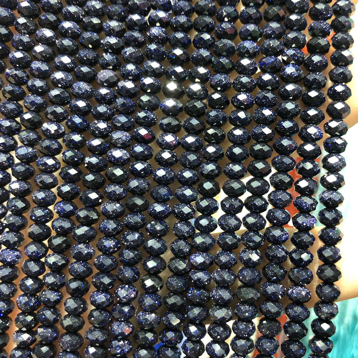 Blue Sandstone Rondelle Faceted Beads 3x4mm 15''