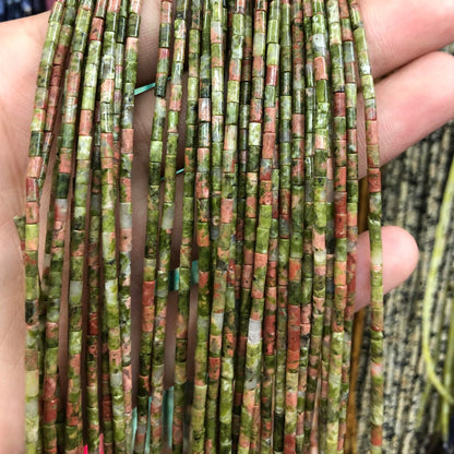 2x4mm Unakite Tube Beads 15''