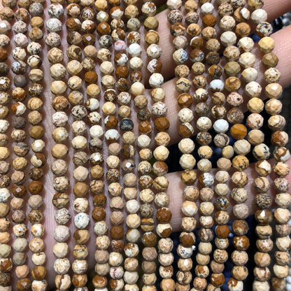 Picture Jasper Faceted Beads 2mm 3mm 4mm 15''
