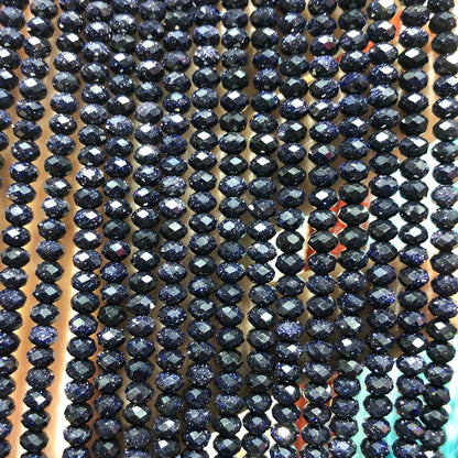 Blue Sandstone Rondelle Faceted Beads 3x4mm 15''