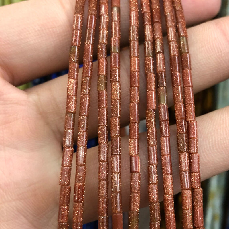 2x4mm Gold Sandstone Tube Beads 15''