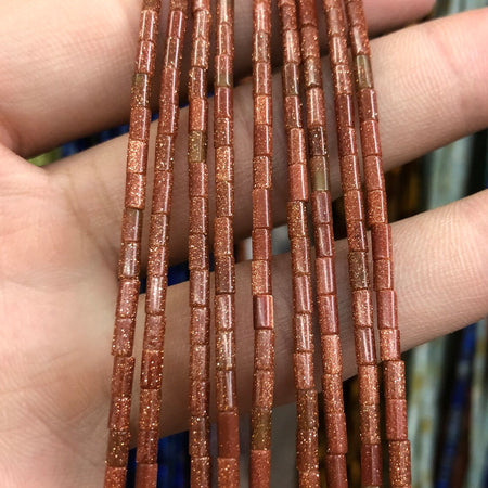 2x4mm Gold Sandstone Tube Beads 15''