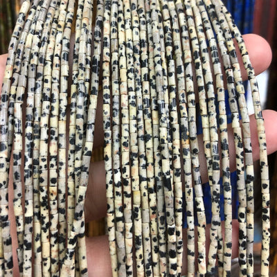 2x4mm Dalmatian Jasper Tube Beads 15''