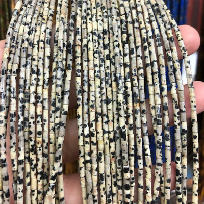 2x4mm Dalmation Jasper Tube Beads 15''