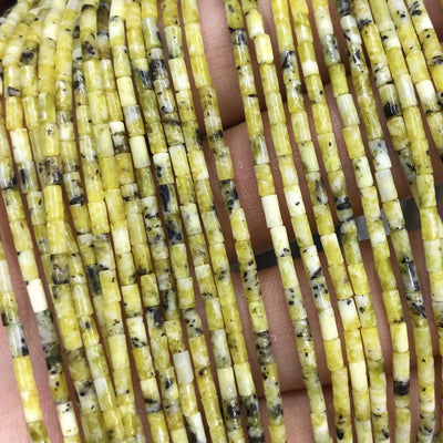 2x4mm Yellow Turquoise Tube Beads 15''