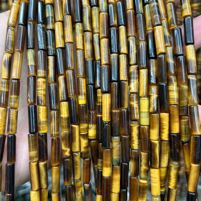 Yellow Tiger Eye Tube Beads 4x13mm