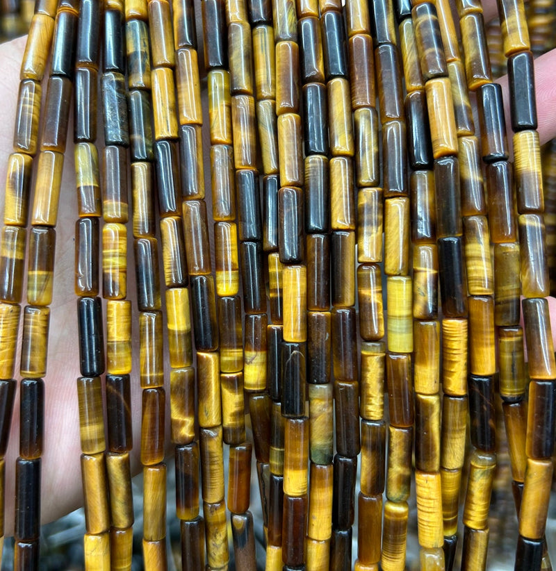 Yellow Tiger Eye Tube Beads 4x13mm 15''