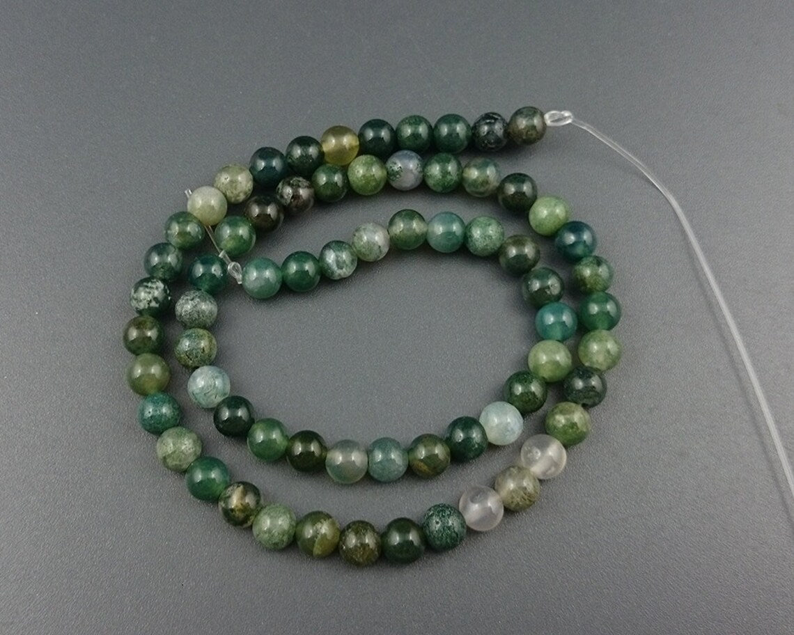 Perles d'agate mousse 4 mm 6 mm 8 mm 10 mm 12 mm 15''