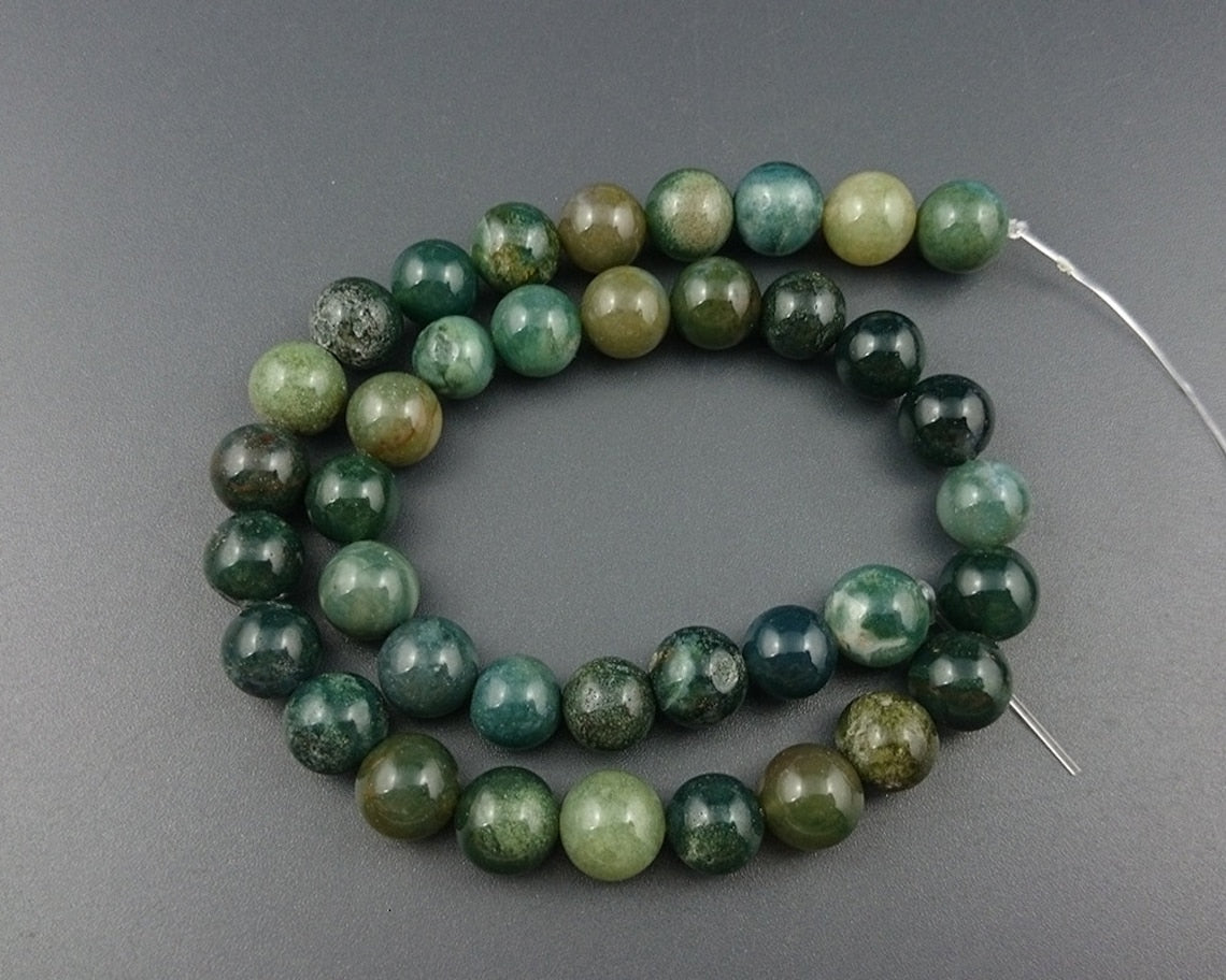 Perles d'agate mousse 4 mm 6 mm 8 mm 10 mm 12 mm 15''