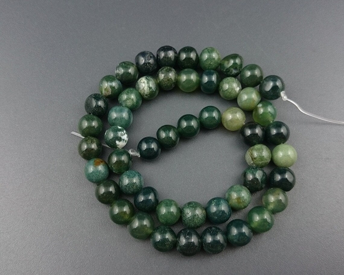 Perles d'agate mousse 4 mm 6 mm 8 mm 10 mm 12 mm 15''