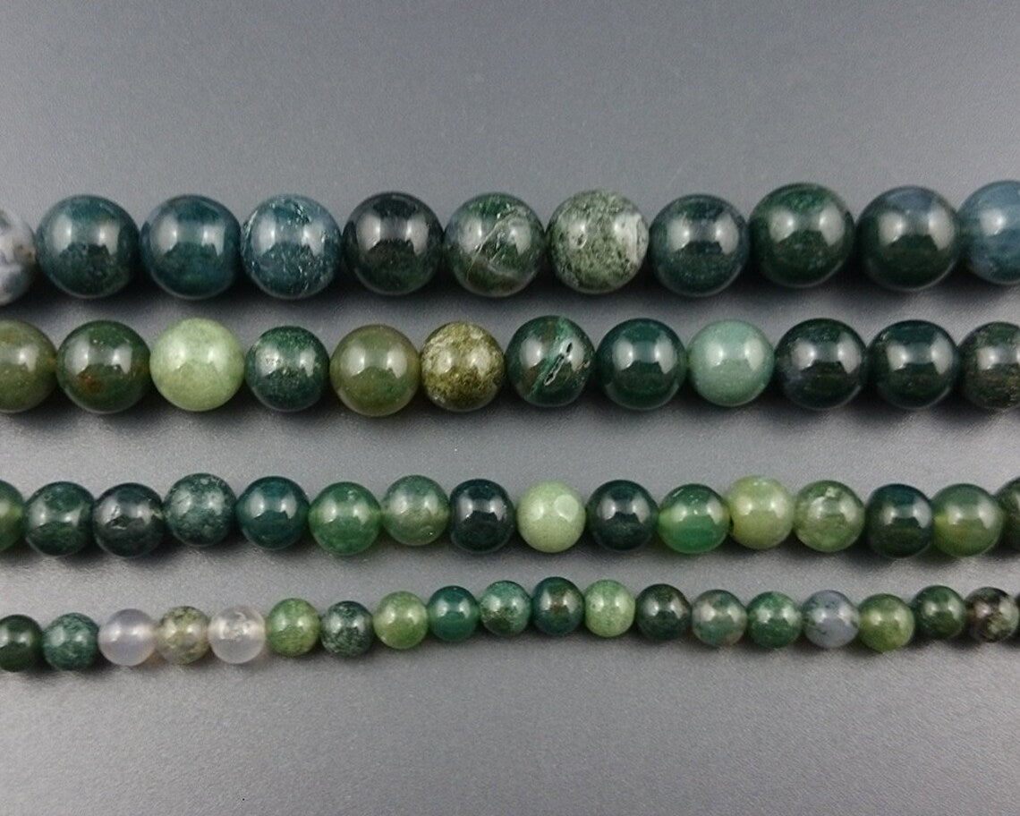 Perles d'agate mousse 4 mm 6 mm 8 mm 10 mm 12 mm 15''