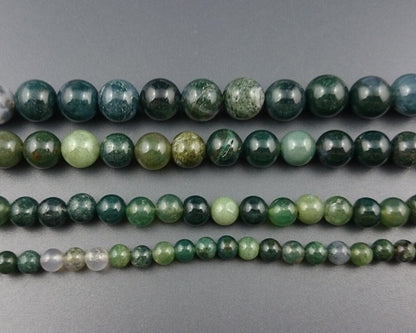 Perles d'agate mousse 4 mm 6 mm 8 mm 10 mm 12 mm 15''