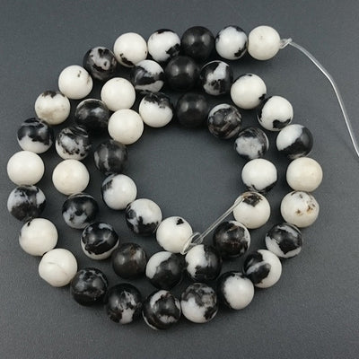 Perles de jaspe zèbre noir et blanc 4 mm 6 mm 8 mm 10 mm 12 mm 15''