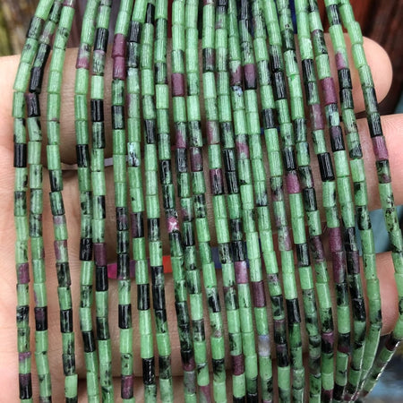 2x4mm Ruby Zoisite Tube Beads 15''
